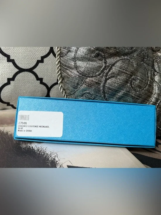 Swarovski Silver Necklace with Light Teardrop and Blue Accents Charmed Existence - Picture 4 of 10